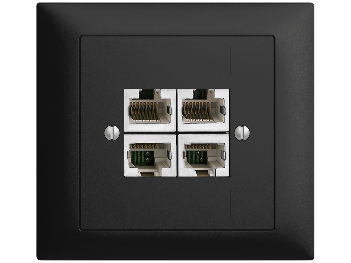 EB-Dose 4×RJ45/s 4P getr. EDIZIOdue schwarz ITplus