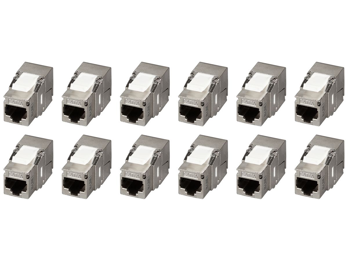 Anschlussmodul H-LINE I RJ45 CAT6A ISO/IEC Keystone geschirmt Silber 12Stk