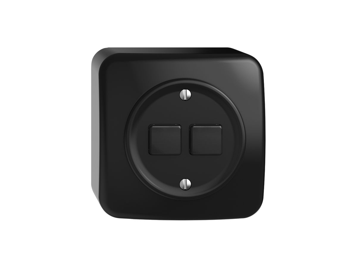 AP-Druckschalter STANDARDdue Wiser m.Nebenstelle 2T 2B schwarz