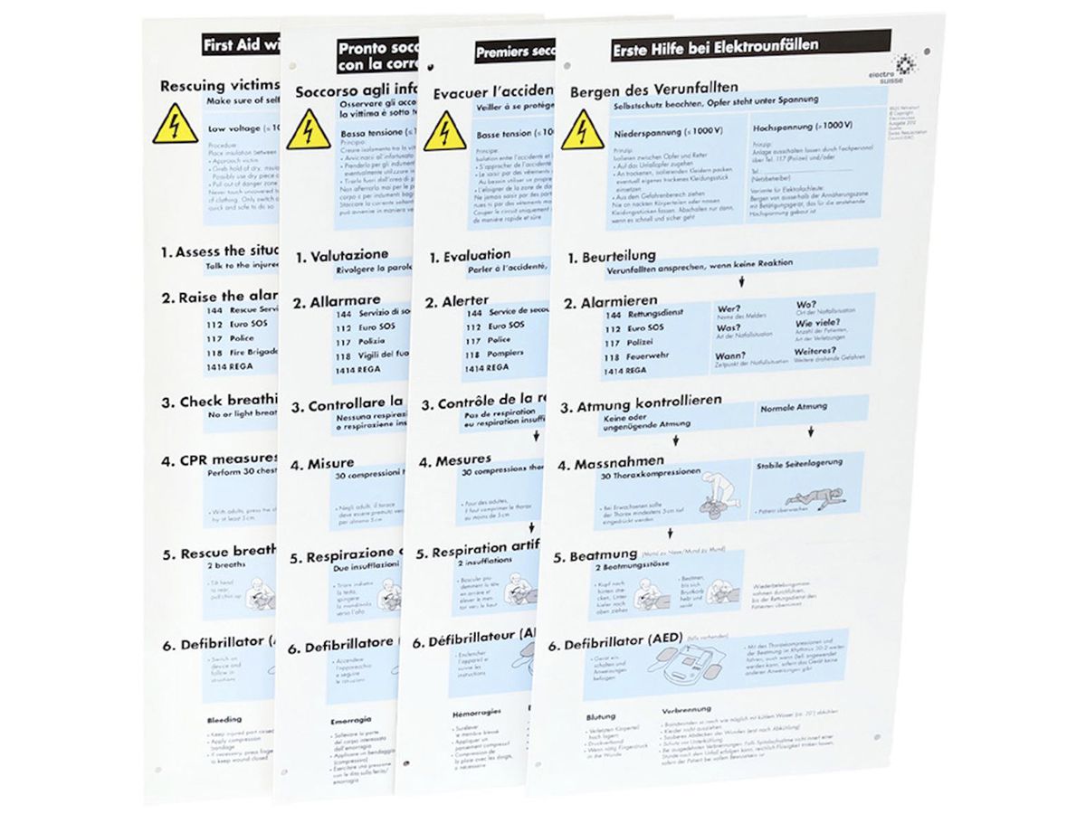 Erste-Hilfe-Tafel englisch, 210×432mm