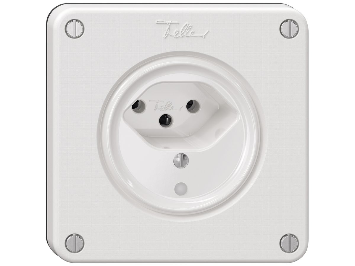 Steckdose NEVO SNAPFIX® 1×T13 10A 250V beleuchtet 87×87×32mm IP21 ws