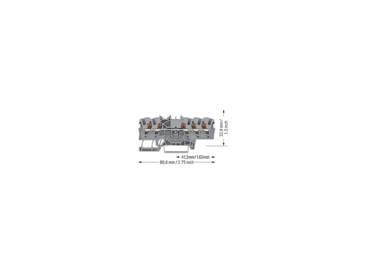 Durchgangs-Reihenklemme WAGO TOPJOB S 1.5mm² 24A Push-in 5×1 TH35 grau