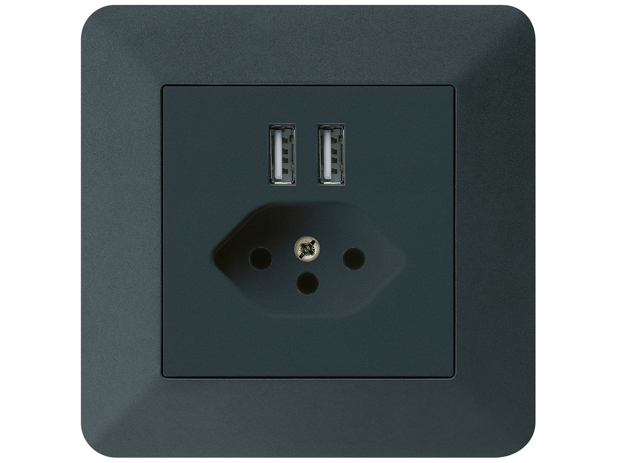 UP-Steckdose 2×USB & T13 kallysto.trend 2400mA schwarz