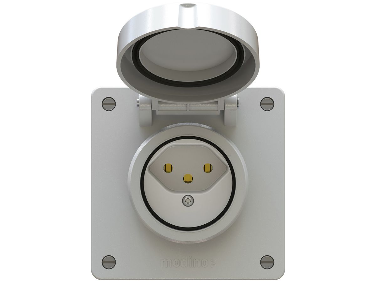 UP-Steckdose modino exo Typ 13 10A 250V 90×90mm grau