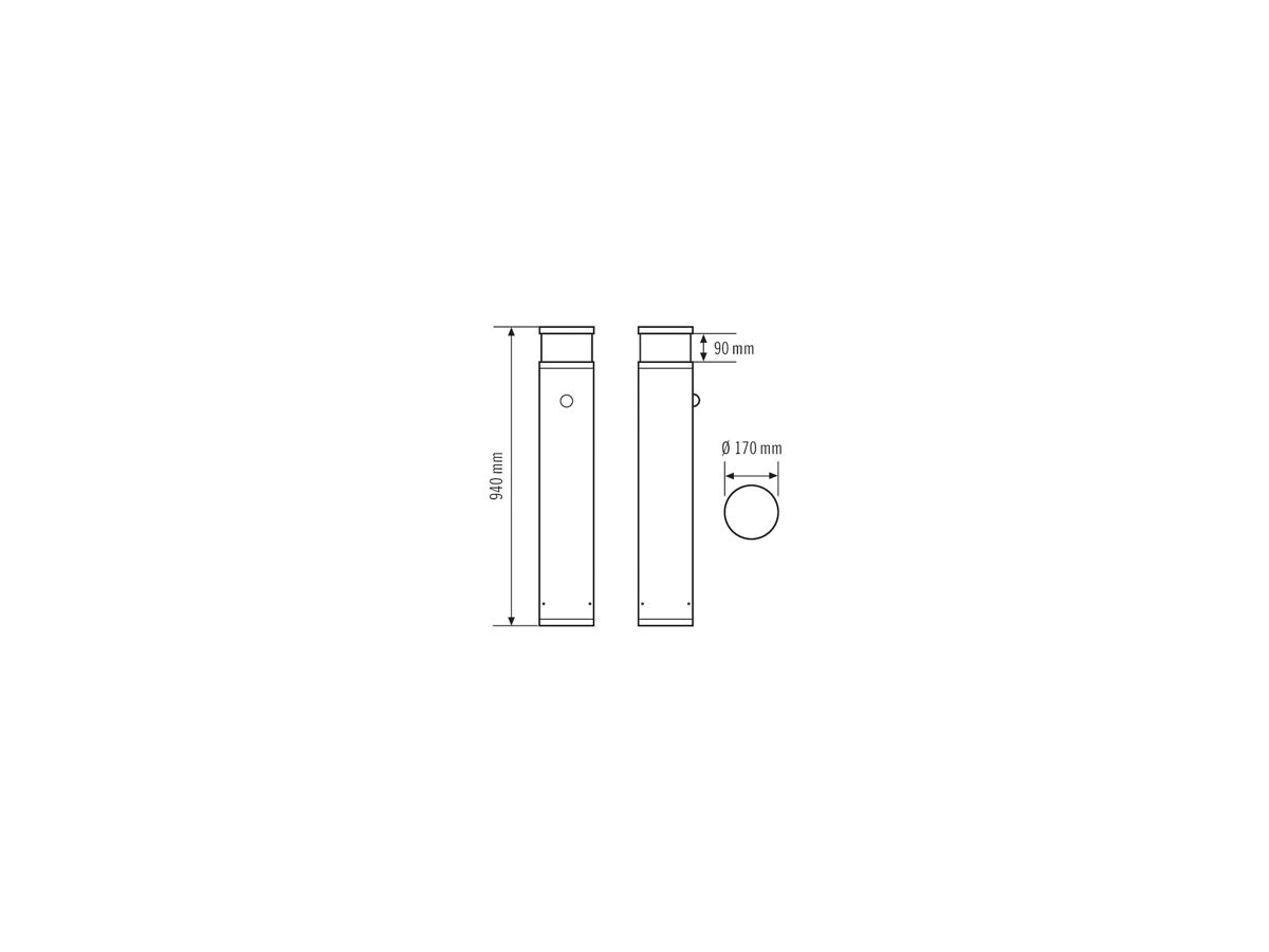 LED-Pollerleuchte ESYLUX ALVA BL ANT DALI 17W 4000K mit Sensor, anthrazit