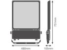 LED-Strahler LEDVANCE FLOODLIGHT 360W 48000lm 830 IP66 60×110° 751×480mm