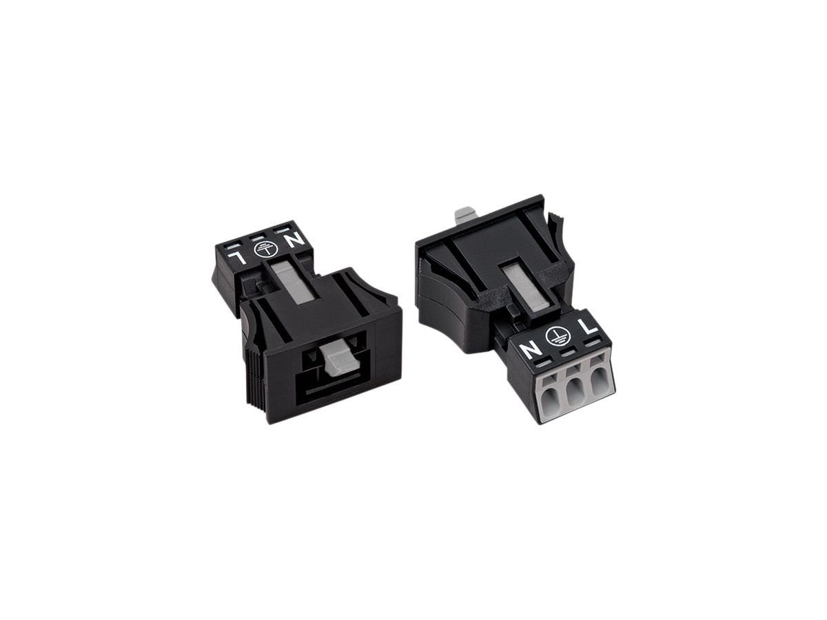 Stecker WAGO 3L 0.25…1.5mm² schwarz Codierung A 16A 250V Snap-In