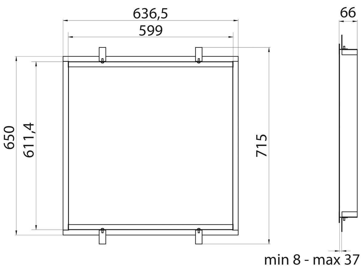 Einbaurahmen Legrand DIANA Stahl 637×650×66mm weiss