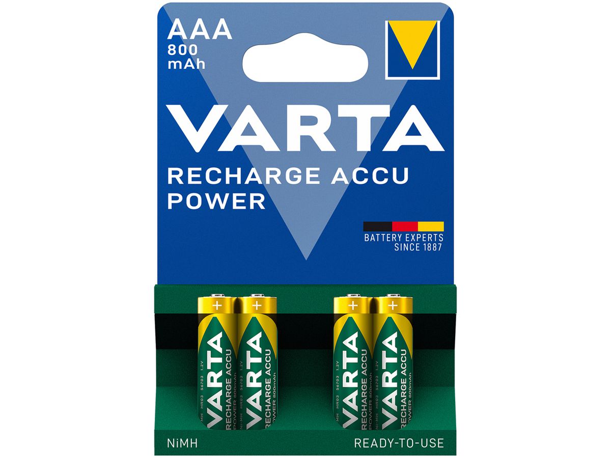 Akku VARTA Ready To Use NiMH HR03/AAA, 0.8Ah Blister à 4 Stück