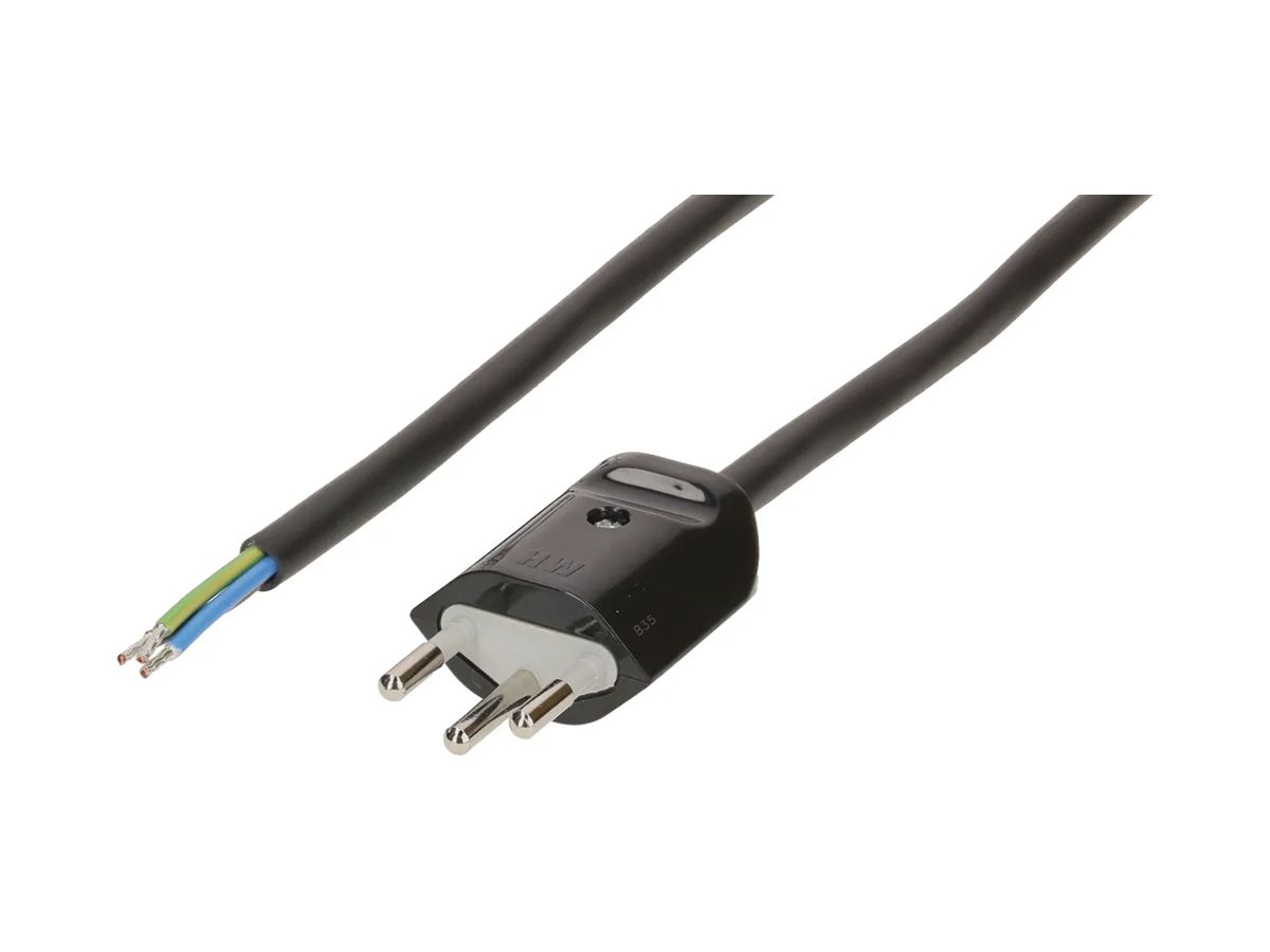 Apparatekabel MAX HAURI Td 3×1mm² 3m schwarz Stecker T12