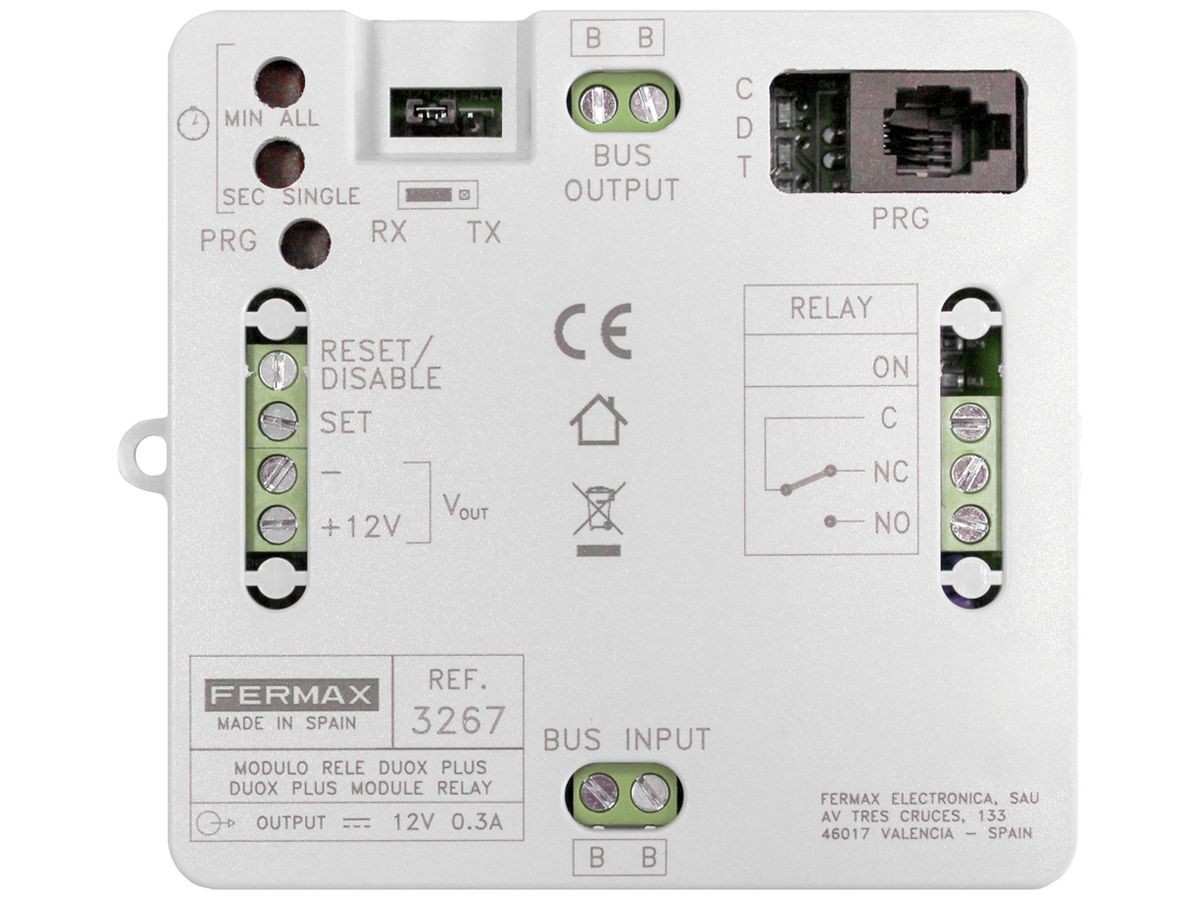 EB-Multifunktionsrelais Fermax DUOX 90×90×2mm 240VAC/60VDC/3A