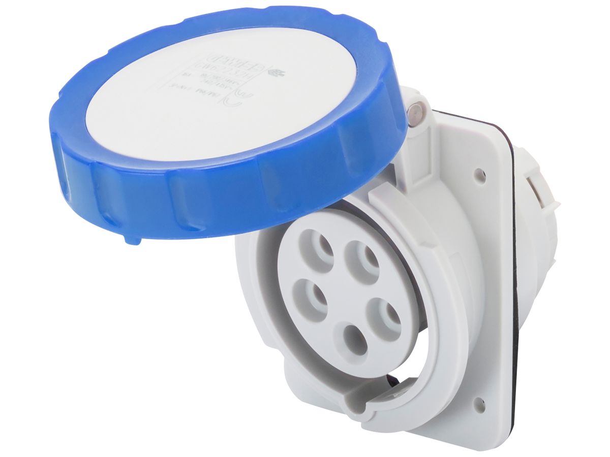 EB-Steckdose CEE Gewiss 309 HP 5P 32A 230V bl 9h IP67 Schraube 95×80mm