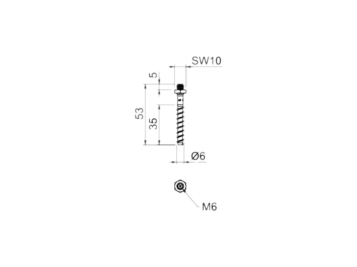 Brandschutzschraubanker Bettermann SW10 mit M6 6×55mm Stahl galvanisch verzinkt