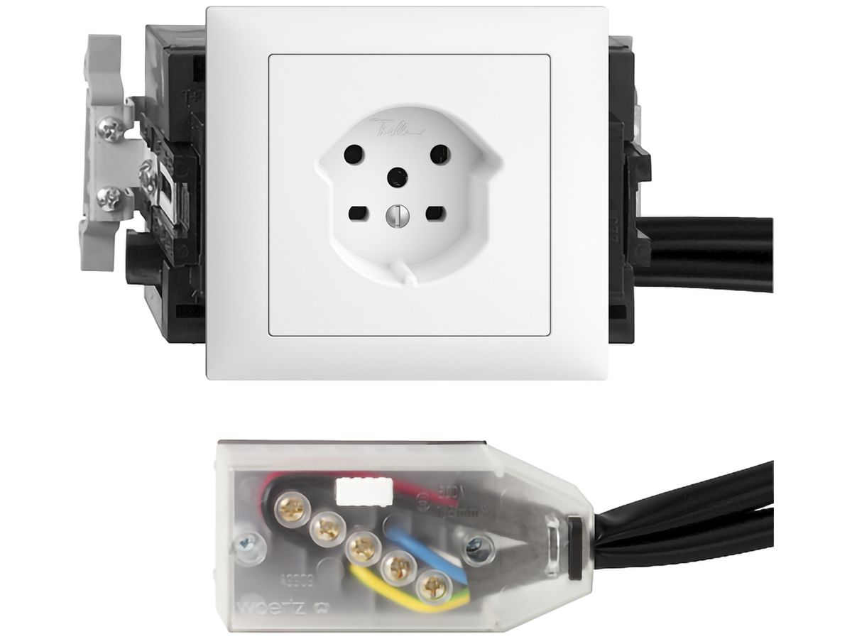 EB-Steckdose EDIZIOdue T15 weiss 53mm Snap für Flachkabel Technofil