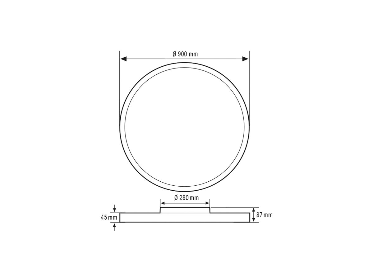 LED-Decken-/Wandleuchte ESYLUX SVENJA CL 900, 80W 3000K 9400lm DALI-2
