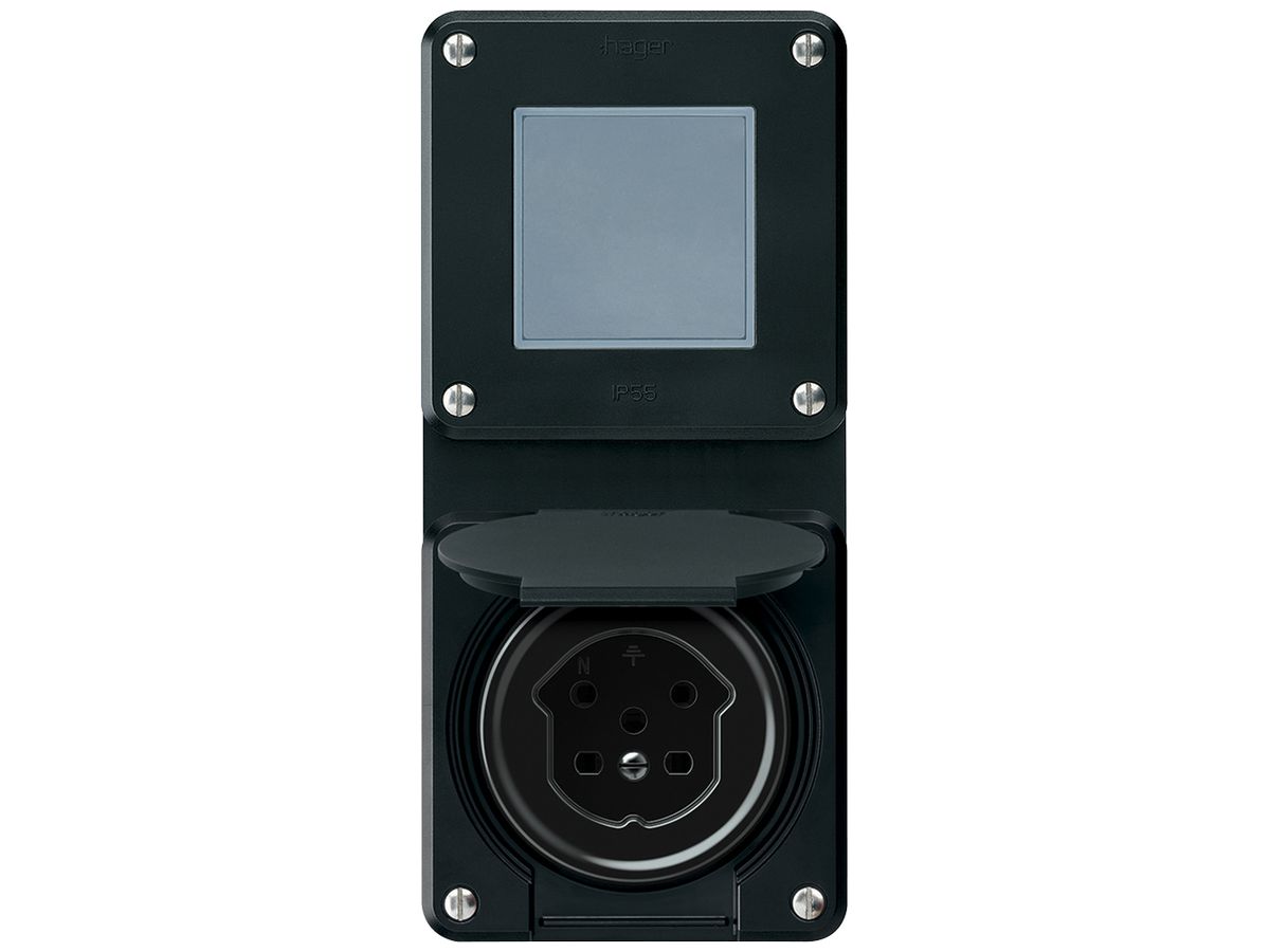 UP-Kombination robusto Wechselschalter Steckdose T15 86×146mm schwarz