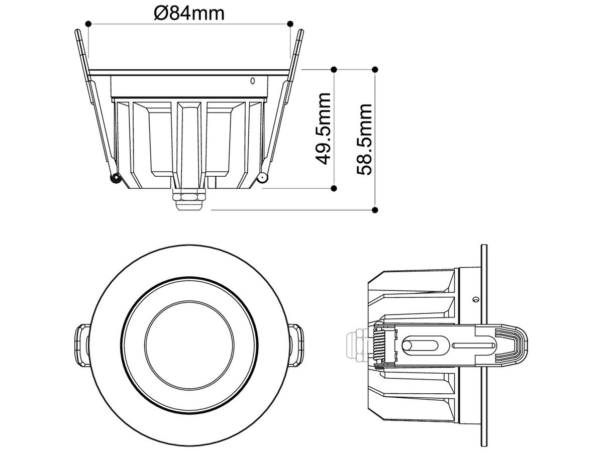 LED-Downlight SLV DOWNLIGHT P 84 6W 530…1470lm 3000K IP54 WB Ø68mm weiss
