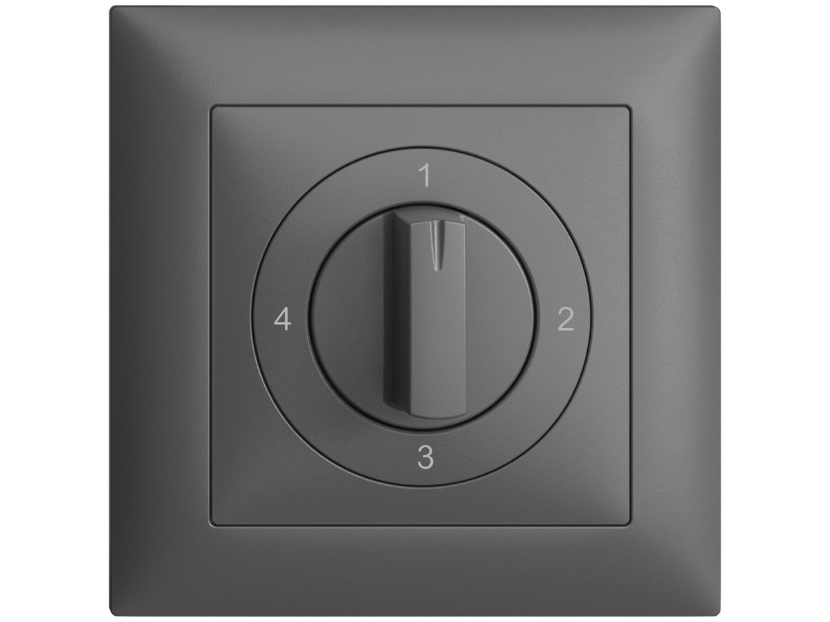 Frontset EDIZIOdue 1-2-3-4 dunkelgrau 88×88mm für Drehschalter