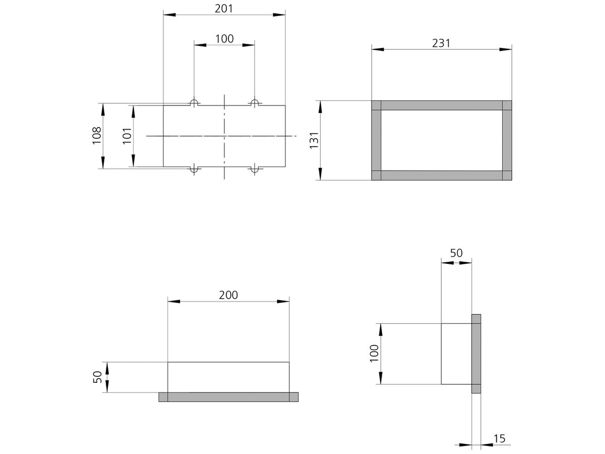 UP-Gehäuse Siedle, Kunststoff, 100×200×50mm, grau