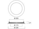 LED-Downlight Sylvania Flat 205 24W 2250lm 4000K IP44 120° DIM Ø226mm weiss