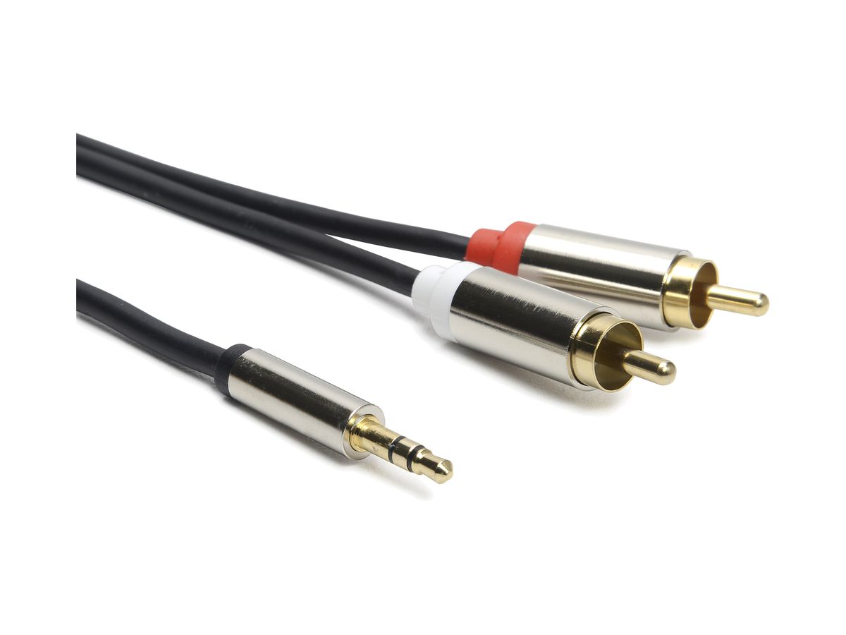 Analoges Audiokabel CeCoNet, Jack 3.5mm ↔ RCA (Cinch), AWG26, schwarz, 7.5m