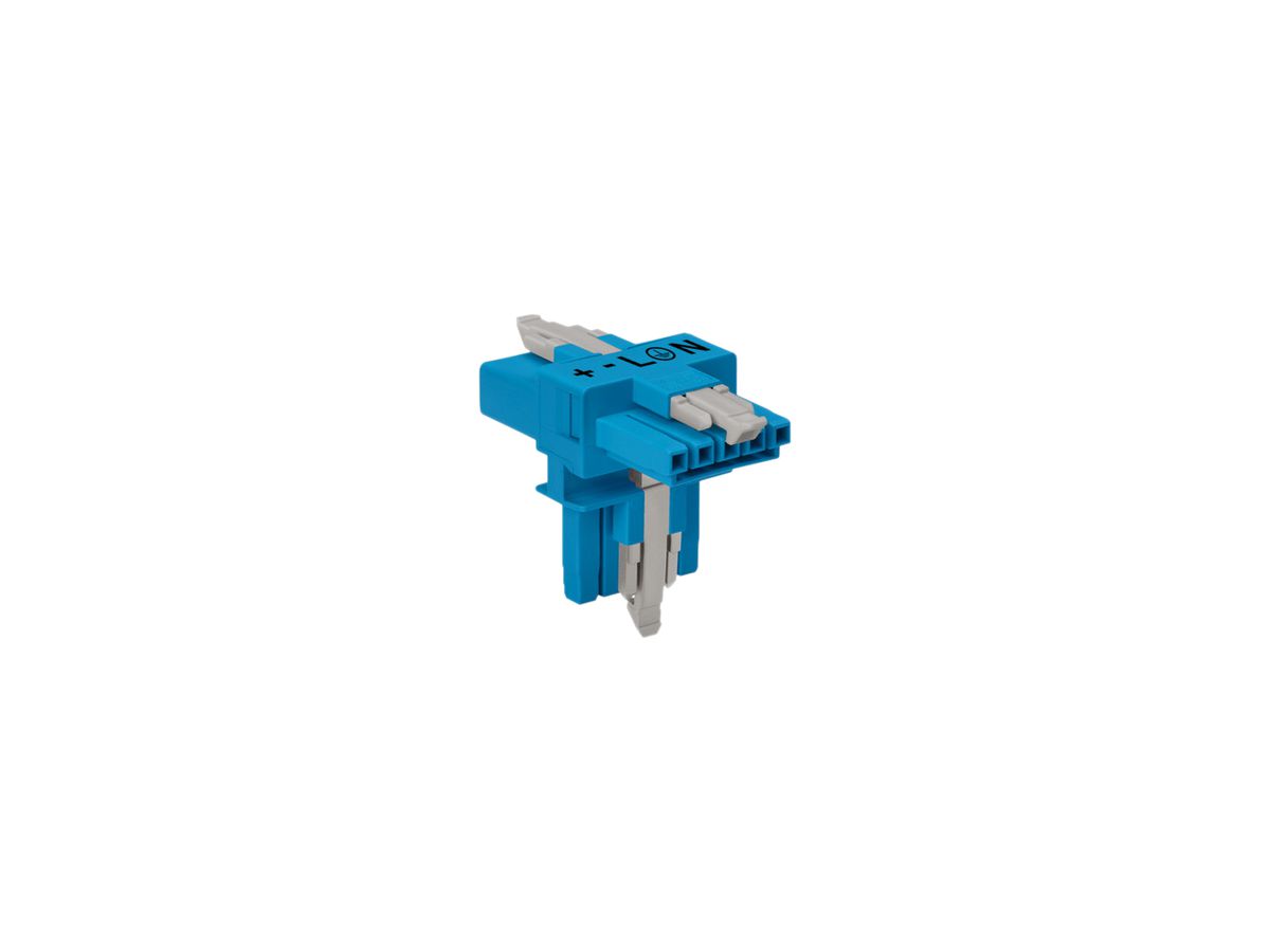 T-Verteiler WAGO 5L 1×Stecker/2×Buchse blau 16A 400V Cod.I 3.Verriegelungsklin.