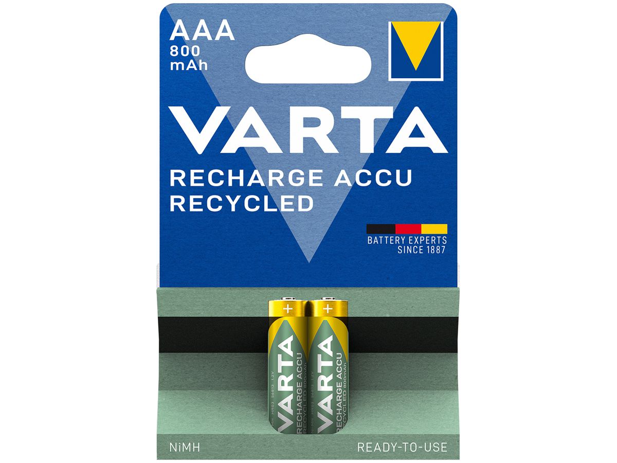 Akku VARTA HR03/AAA recycled 0.8Ah, Blister à 2 Stück