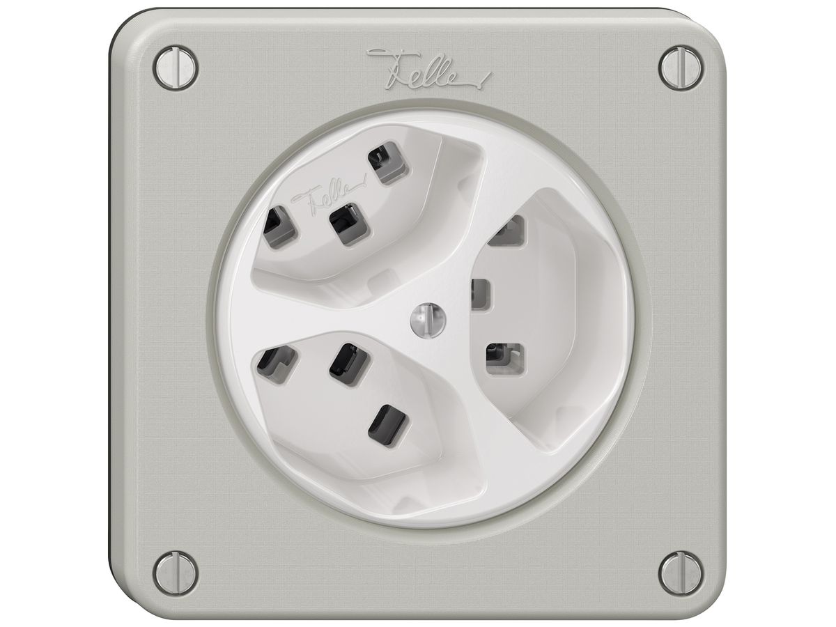 Steckdose NEVO SNAPFIX® 3×T23 16A 250V 87×87×32mm IP21 lgu