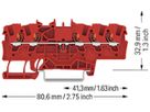 Durchgangs-Reihenklemme WAGO TOPJOB S 1.5mm² 24A Push-in 5×1 TH35 rot