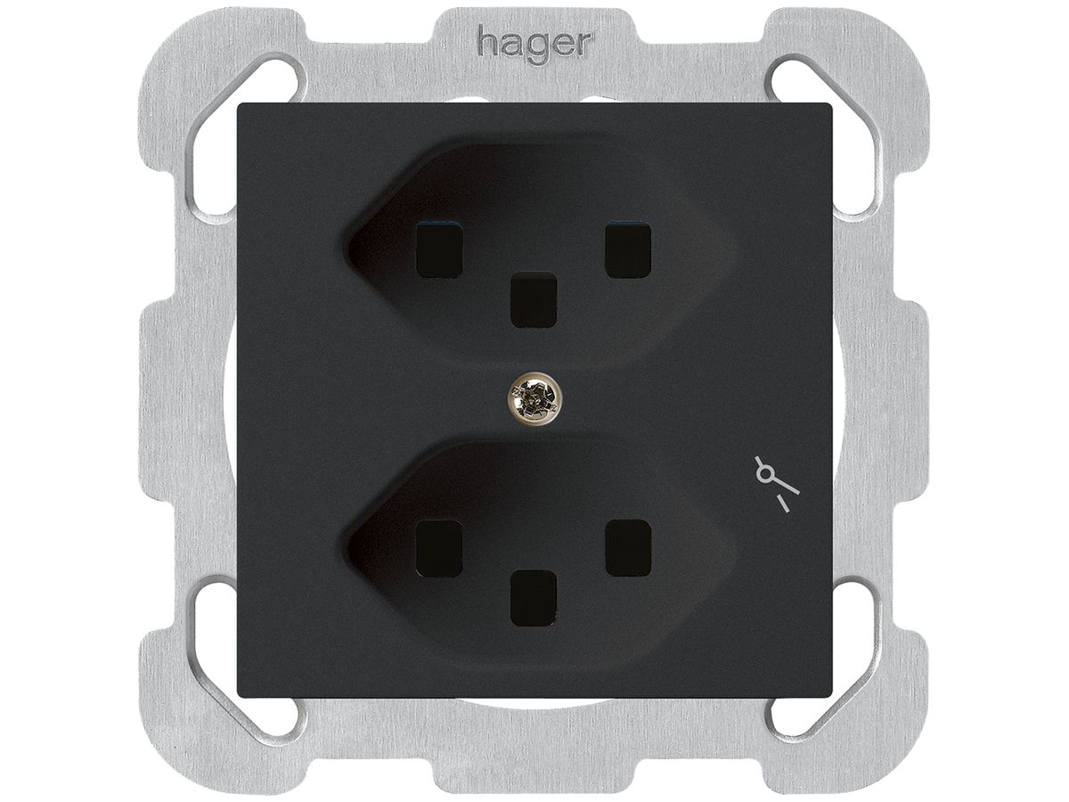 UP-Steckdose Hager kallysto 2×T23 1×S B schwarz