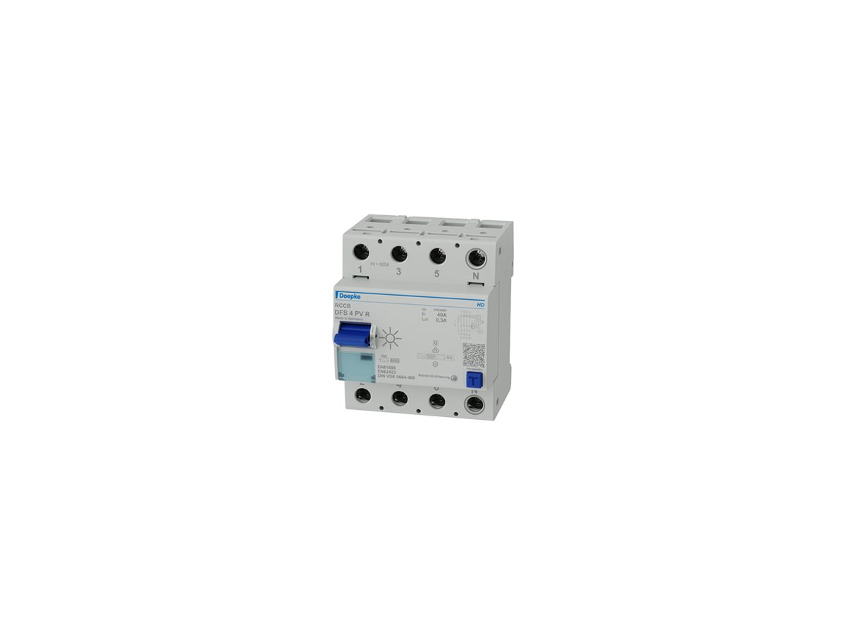 Fehlerstromschutzschalter Doepke DFS4 4P 400V 0.3A B PV 40A 6kA 4TE N-rechts