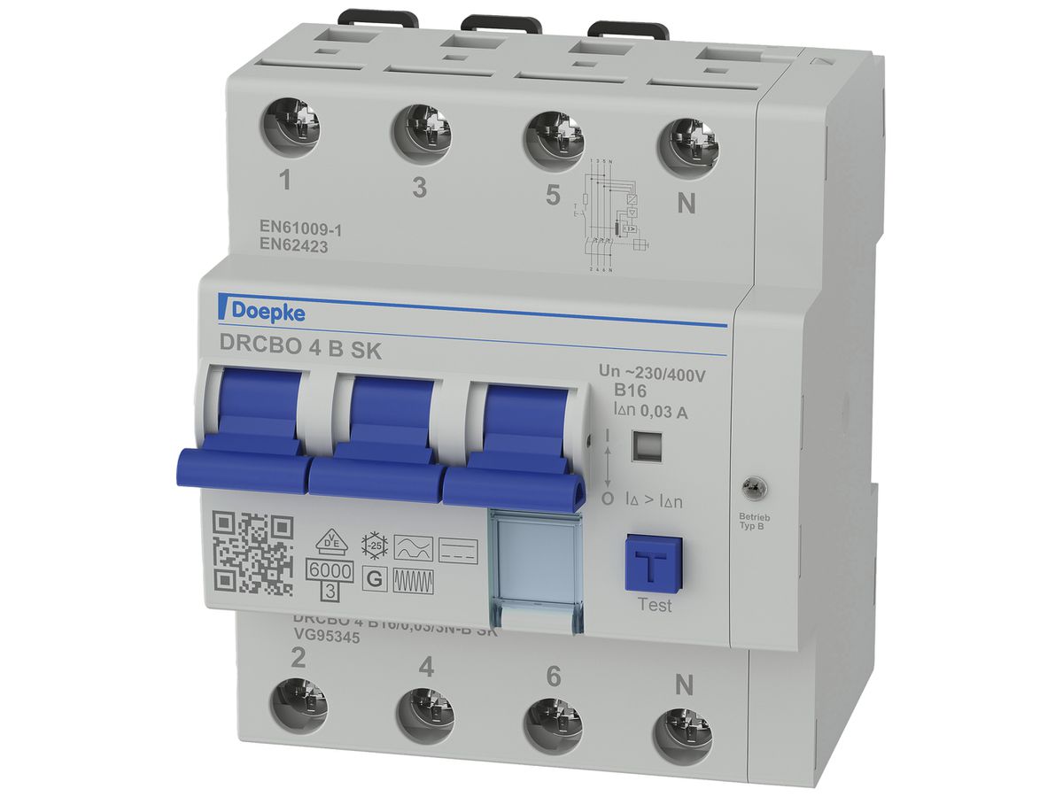 FI/LS-Schalter Doepke DRCBO 4 SK 3LN 400V B 16A 0.03A Typ B 6kA