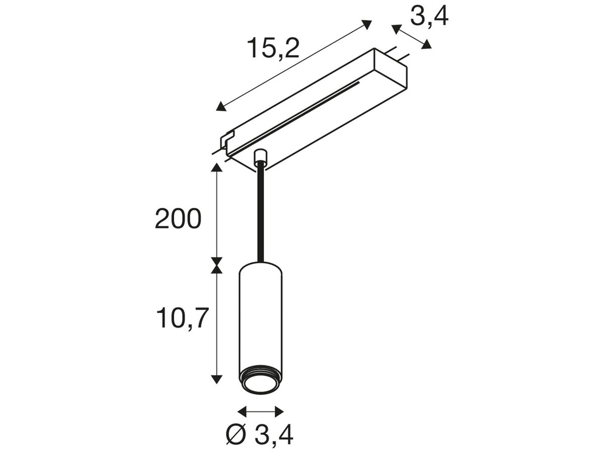 LED-Pendelleuchte SLV LALU 10W 700lm 2700…3000K DIM Ø34.5×107mm schwarz