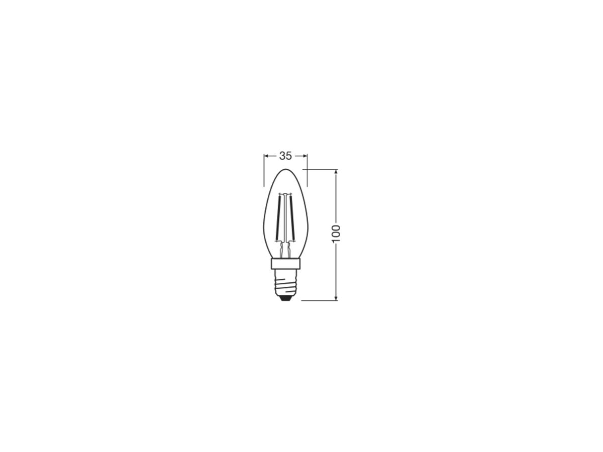LED-Lampe LEDVANCE CLASSIC B E14 1.8W 250lm 827 B10.5 klar Ø35×100mm