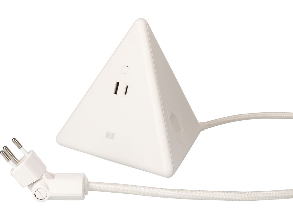 Mehrfachsteckdose MAX HAURI Energy Pyramide 2×T13 USB A+C 18W weiss