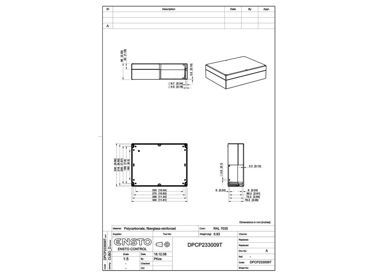 App.-Geh.RW CUBO D230×300×86 DPCP transparent, T DSHI 1H