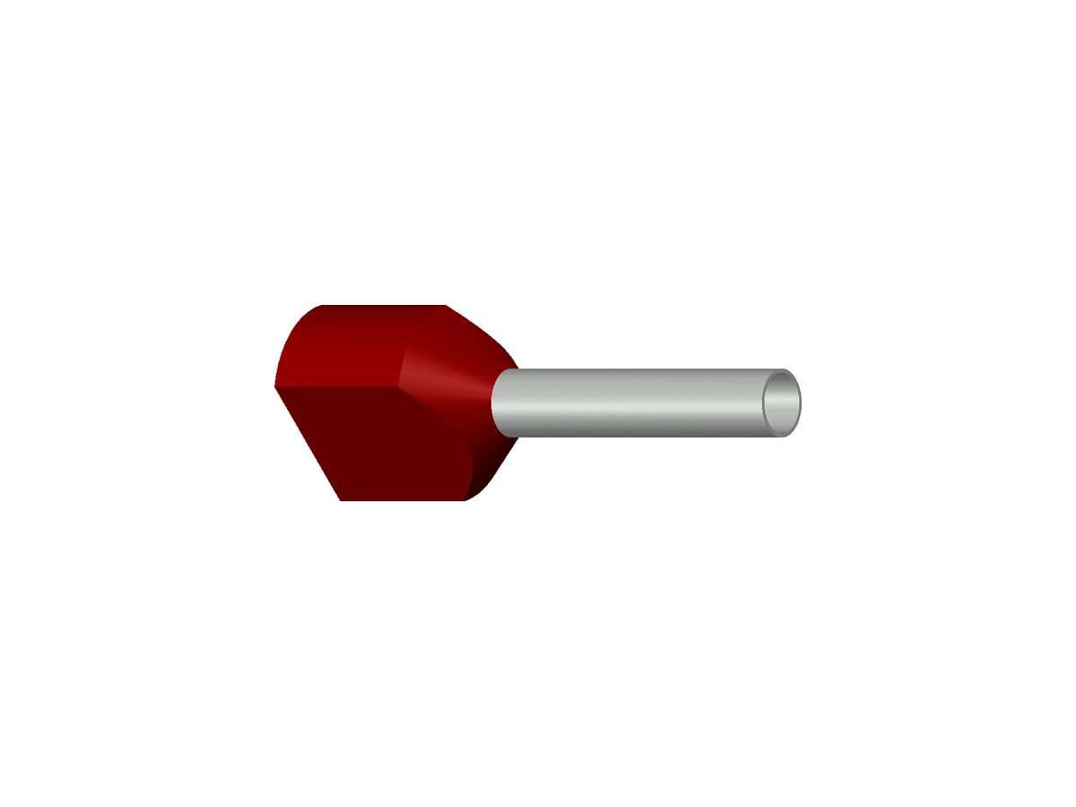 Zwillings-Aderendhülse isoliert 2×1.5mm²/12mm rot