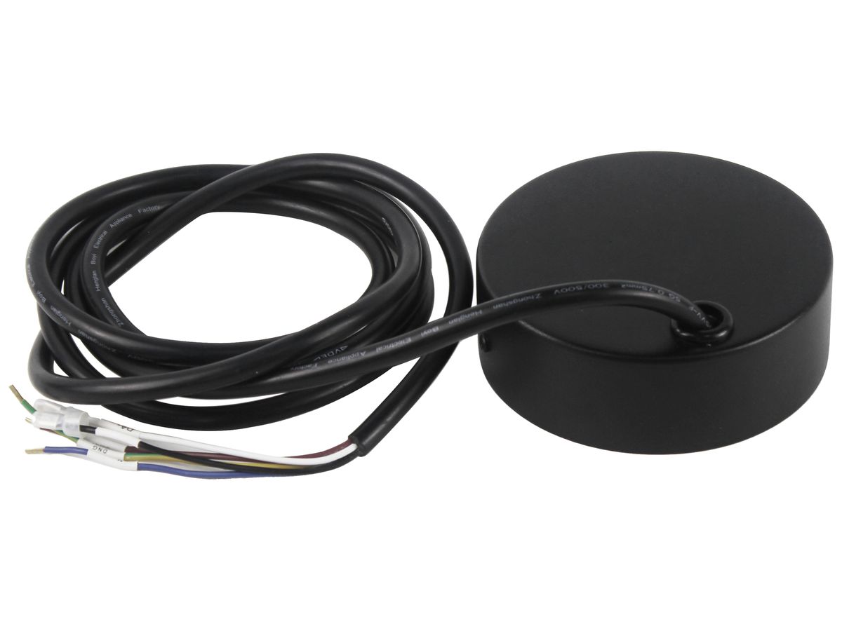 AP-Deckenrosette Sylvania OTAO Kabel 2m 6-polig schwarz Ø120×40mm