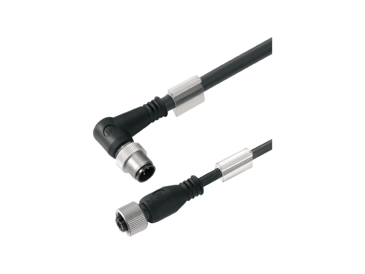 Kabel Weidmüller M12/M12 4L 1.5m Stift gewinkelt/Buchse gerade PUR schwarz, A