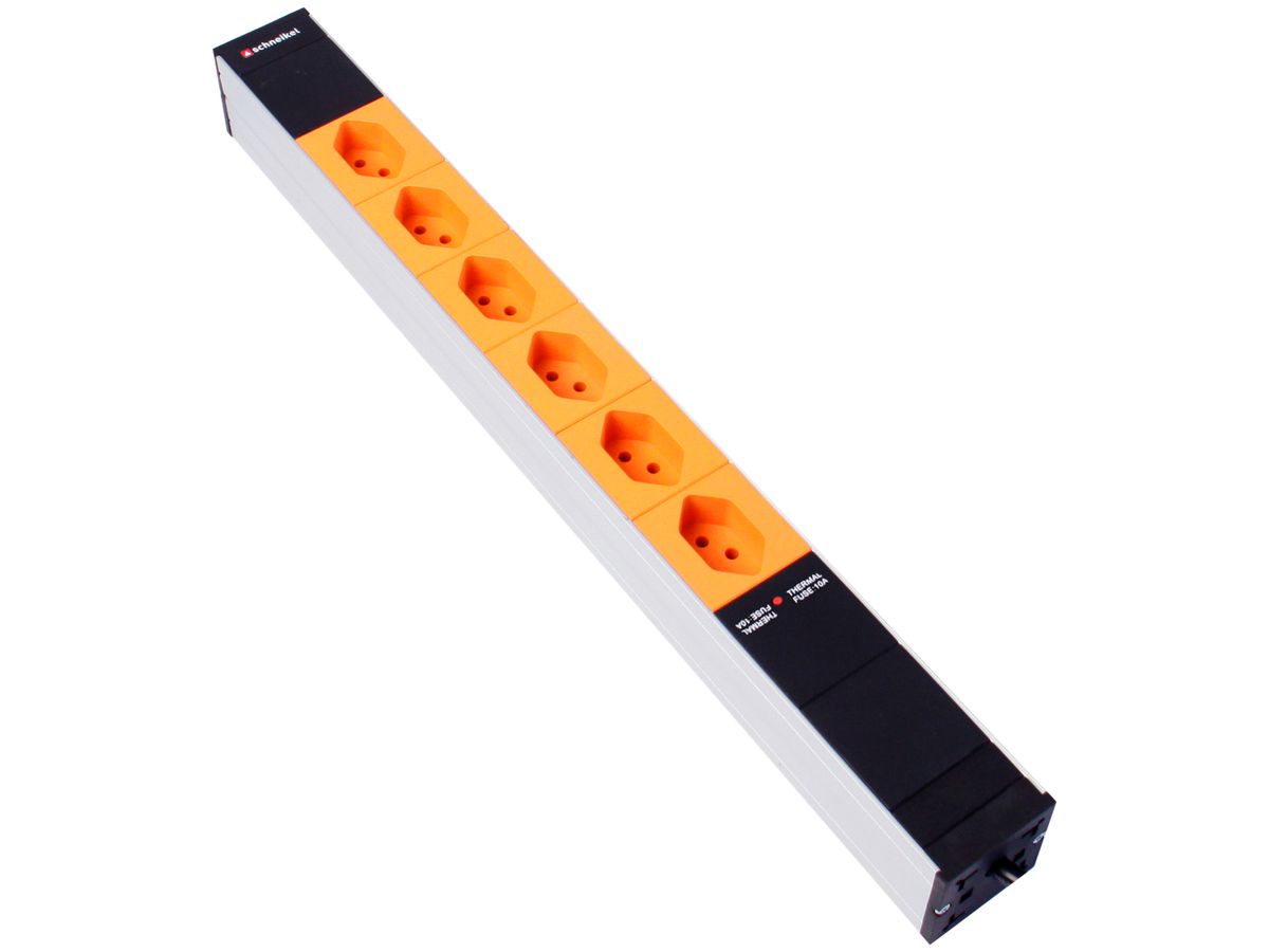 Steckdosenleiste 19" 1HE 6×T13 Td3×1mm² 3m orange