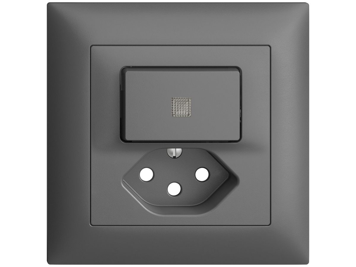 UP-Frontset EDIZIOdue T13 dunkelgrau 88×88mm mit Linse für Kleinkombi