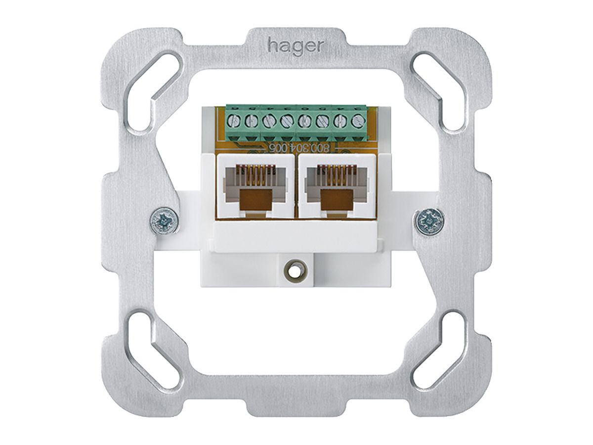 Einsatz zu Anschlussdose Hager 2×RJ45u parallel Befestigungsplatte ungeschirmt