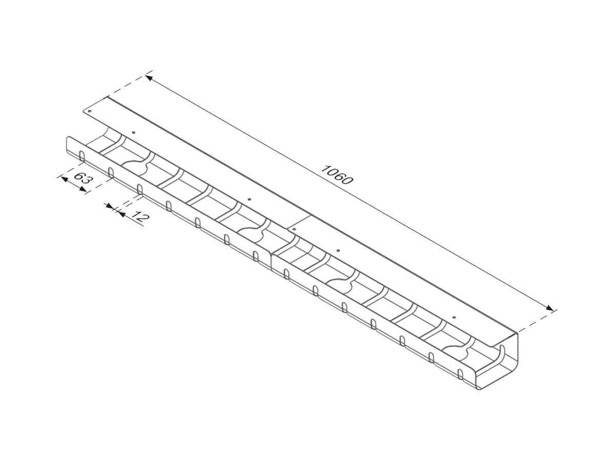Untertisch-Kabelführungskanal ROLINE 530×110×80mm Stahlblech grau 2 Stück