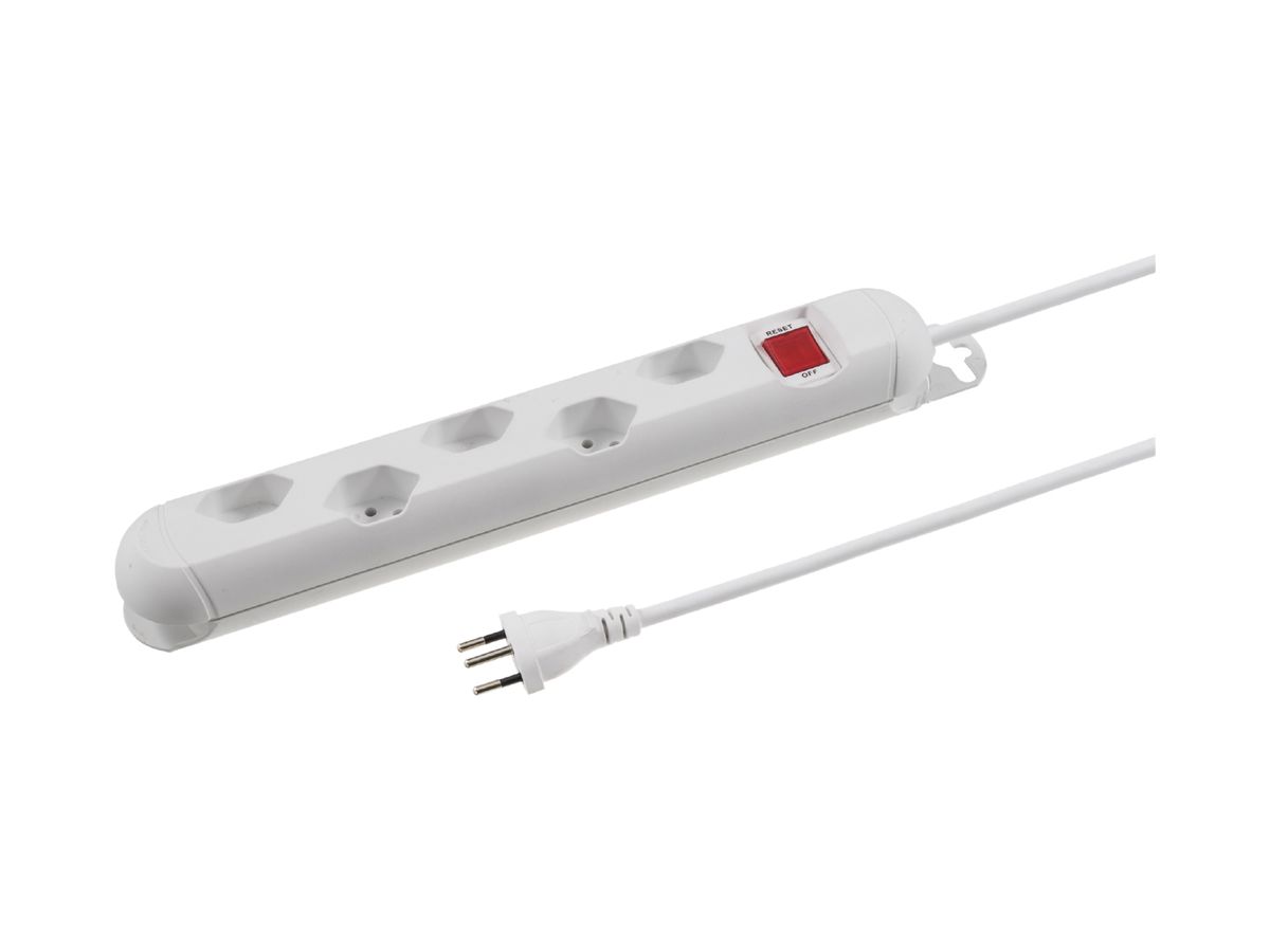 Steckdosenleiste STEBA STRONG 5×T13 mit Schalter 3m weiss