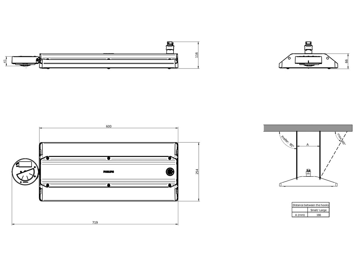LED-Hallenstrahler GentleSpace PIR 102W 17000lm 840 IP65 42°×44° DIM 254×719