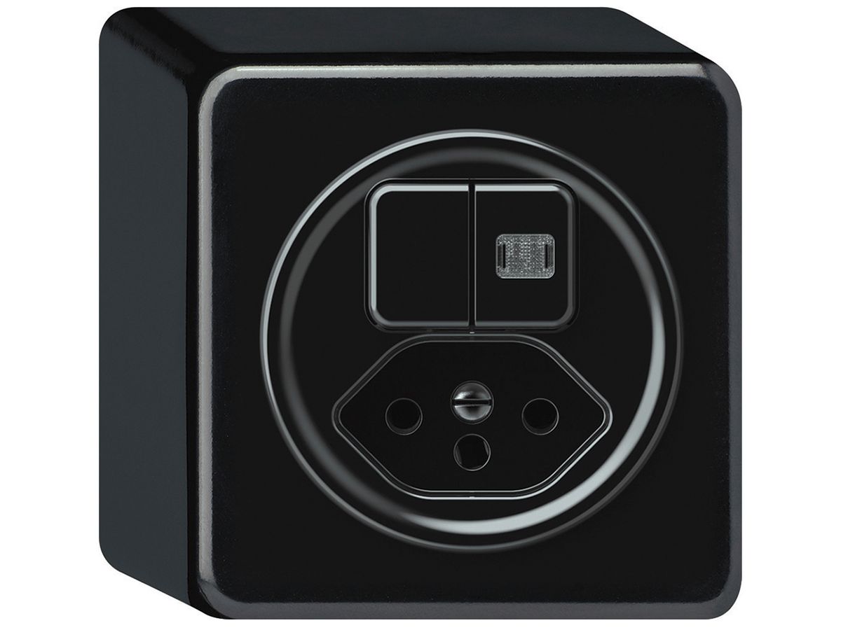 AP-Kombination origin 2×Tasten bel.2CO+T13 1P 0<1 10A 230V 88×88×54mm schwarz