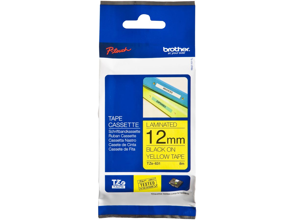 Schriftbandkassette Brother TZe-631 12mm×8m, gelb/schwarz