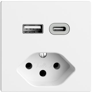 Steckdose USB Typ A+C + Typ 13 Feller EDIZIOdue F 230V 3000mA weiss