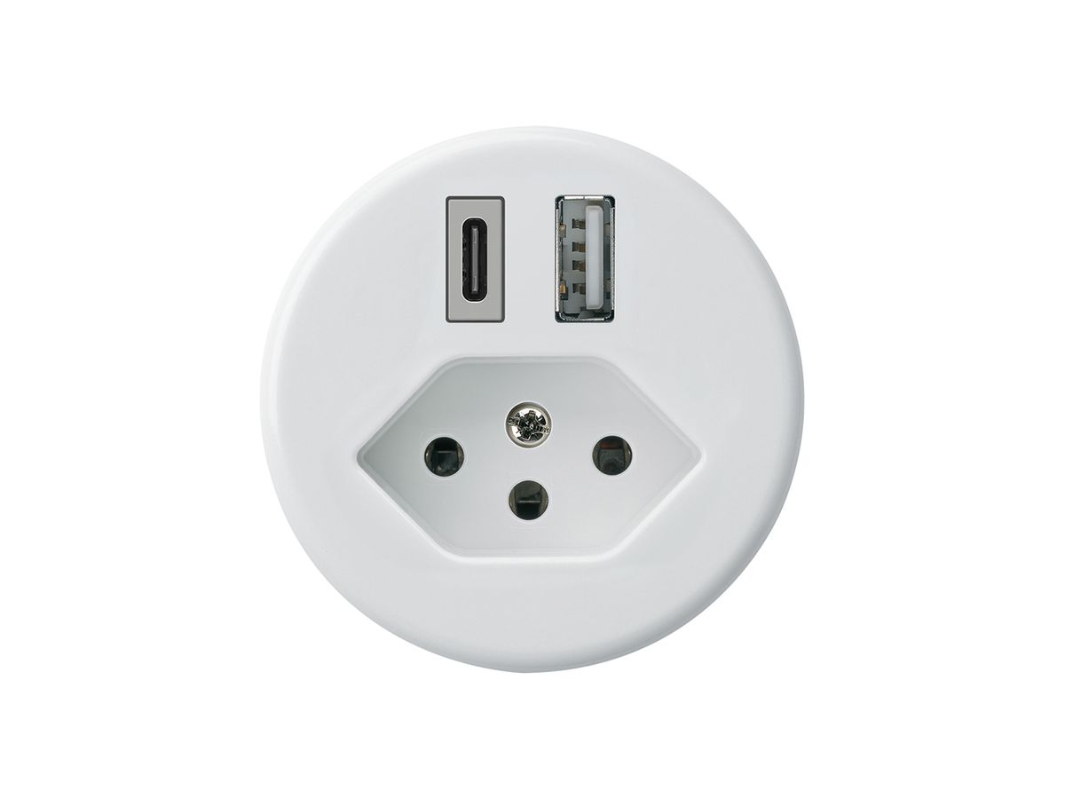 USB-Ladesteckdose basico 18W PD 1×Typ A 1×Typ C Typ 13 weiss
