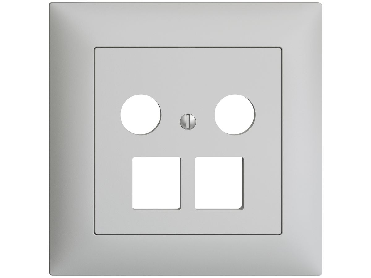 UP-Abdeckset Edue FMI, f.Multimediadose 5…2000MHz, f.2×RJ45 Keystone hellgrau